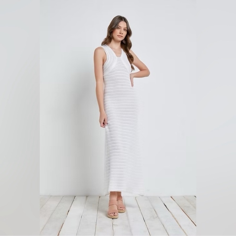 NWT Mustard Seed White Sleeveless Maxi Dress Size S - Picture 2 of 9